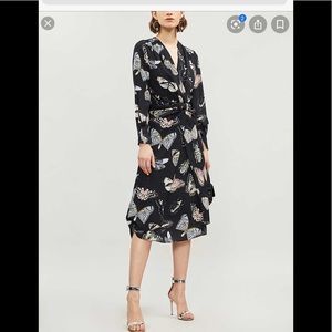 Reiss butterfly print twist front dress